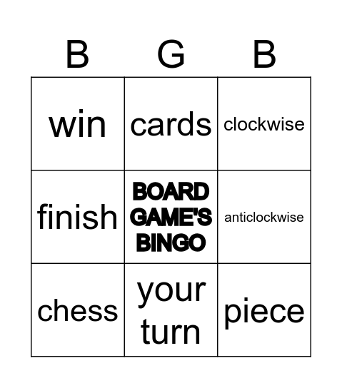 BOARD GAME'S BINGO Card