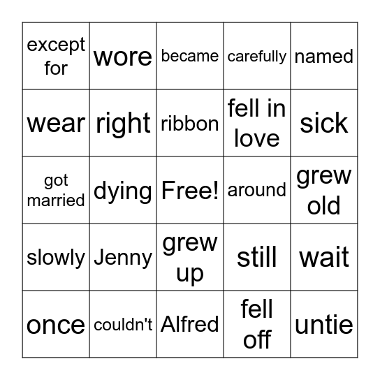 The Green Ribbon Bingo Card