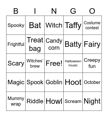 Halloween Bingo! Bingo Card