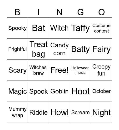 Halloween Bingo! Bingo Card