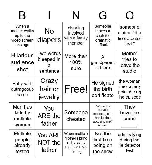 Maury BINGO Card