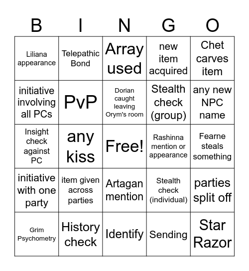 I'm Coming Out of My Cage, And I've Been Doing Just Fine [Critical Role 3.112] Bingo Card