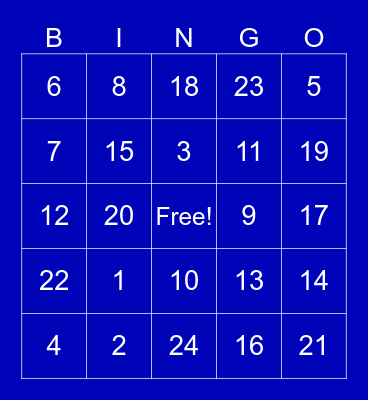 TEST BINGO CARDS Bingo Card