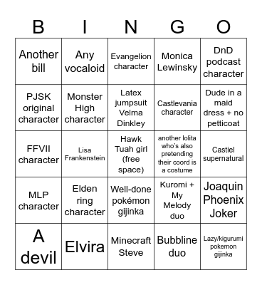 WILD RUMPUS Bingo Card