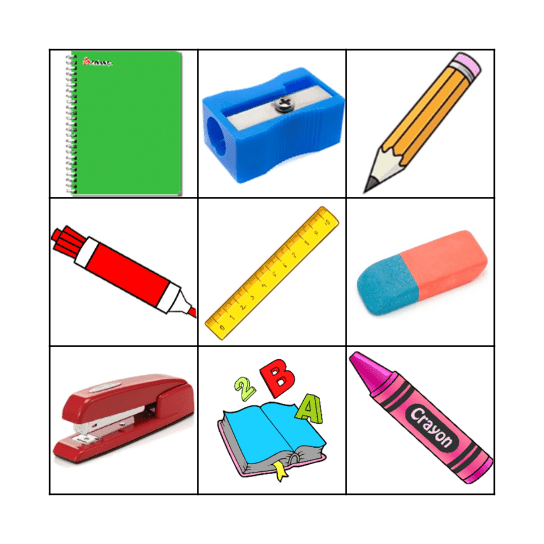 School Supplies Bingo Card