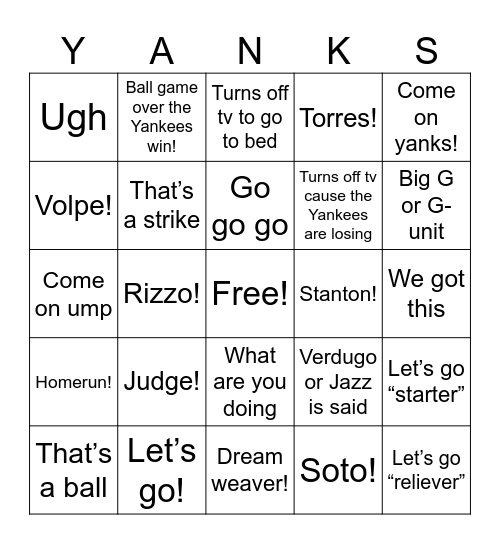 World Series Bingo Card