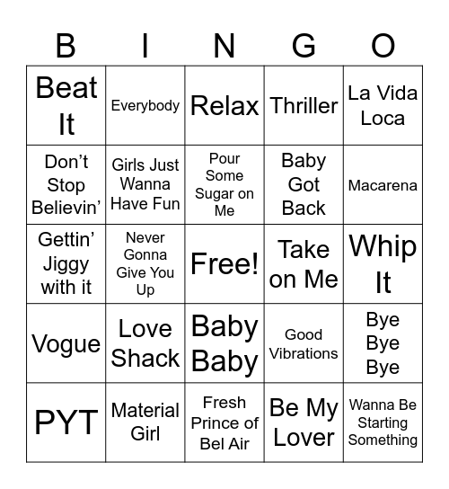 Musical Bingo! Bingo Card