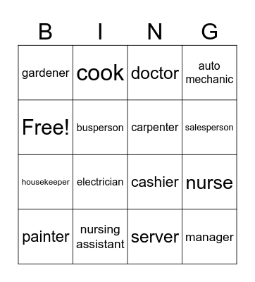 Jobs Bingo Card