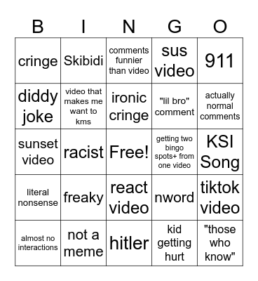 instagroam binggo Bingo Card