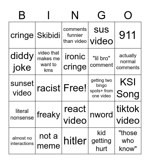 instagroam binggo Bingo Card