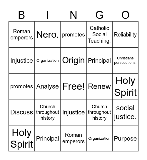 Yr 10 Source Analysis revision Bingo Card