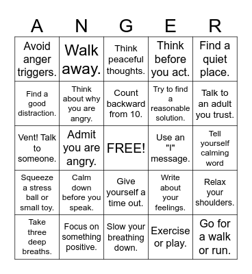 Common Ground 275 Anger Bingo Card
