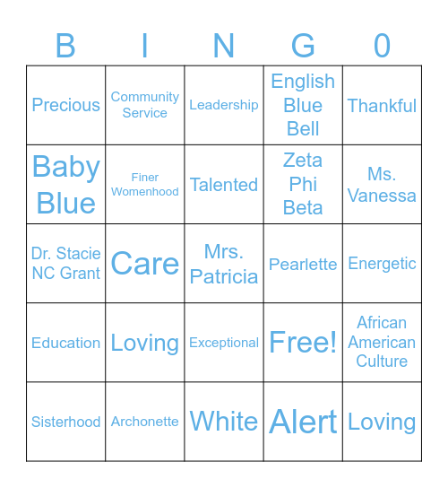 Pearlette Bingo Card