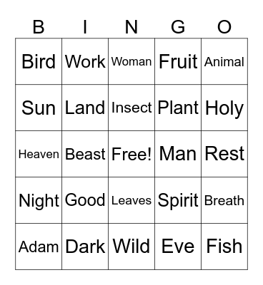 CREATION BINGO! Bingo Card