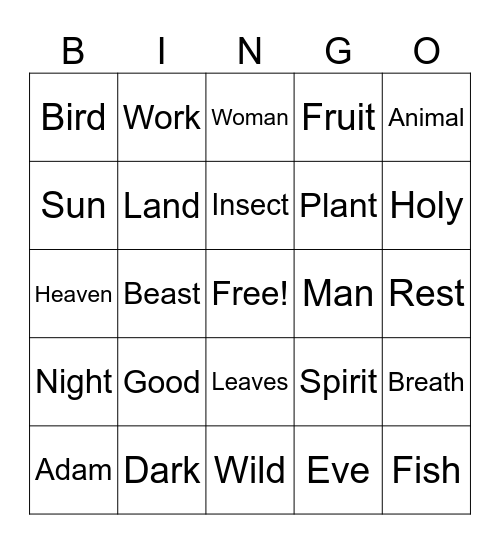 CREATION BINGO! Bingo Card