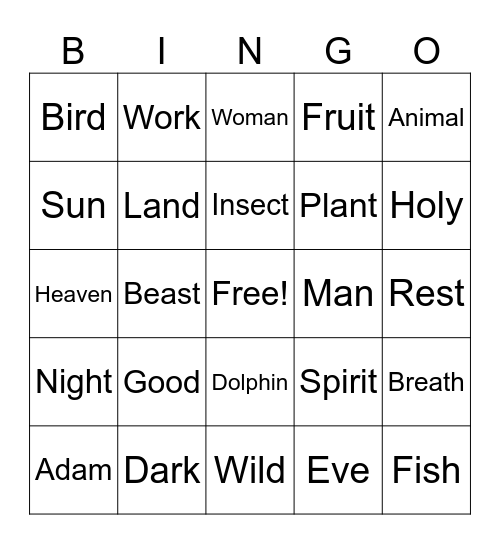 CREATION BINGO! Bingo Card