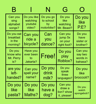 Getting to know Bingo Card