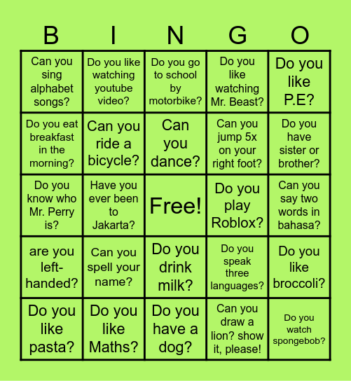 Getting to know Bingo Card