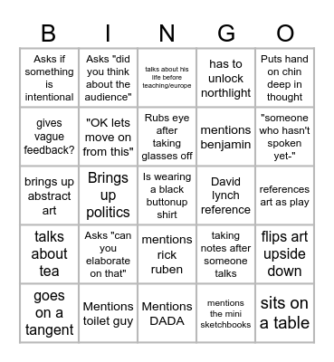 ROB bingo Card