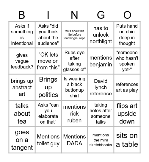 ROB bingo Card