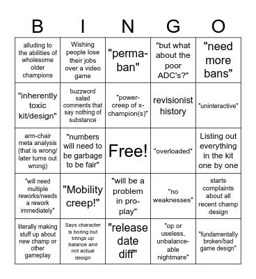 When a new champion is revealed in LoL Bingo Card