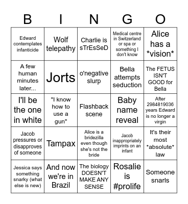 Breaking Dawnahoahoahoa Bingo Card
