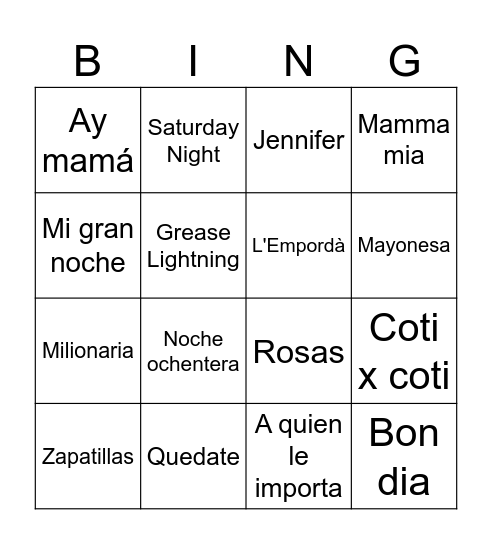 BINGO DE LA DIADA Bingo Card