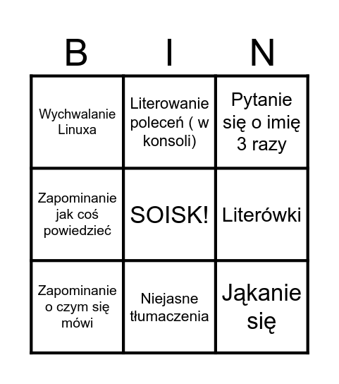 LSK Lore Bingo Card