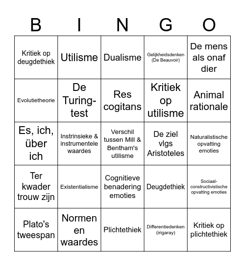 Filosofiebingo Card