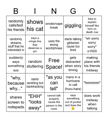 QIMI BINGO! Bingo Card