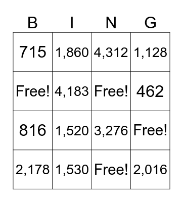 Double-Digit Multiplication Bingo Card