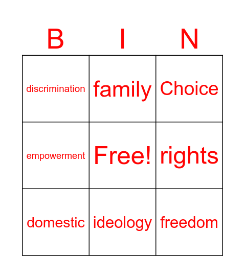 Patriarchy Bingo Card