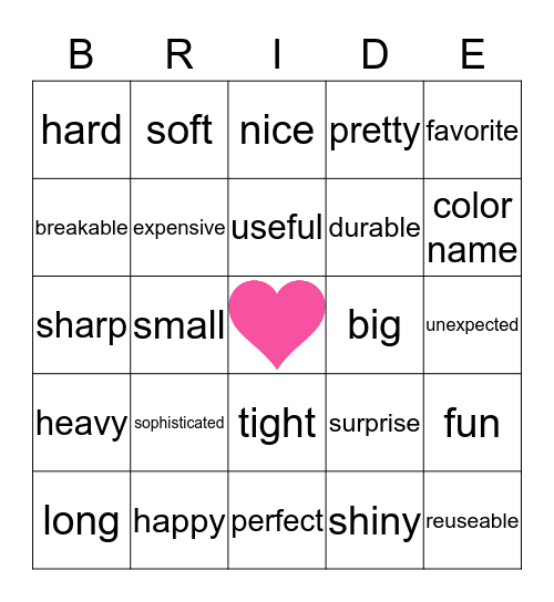MEGAN's BRIDAL SHOWER Bingo Card