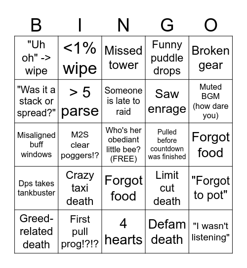 M2S Bingo Card