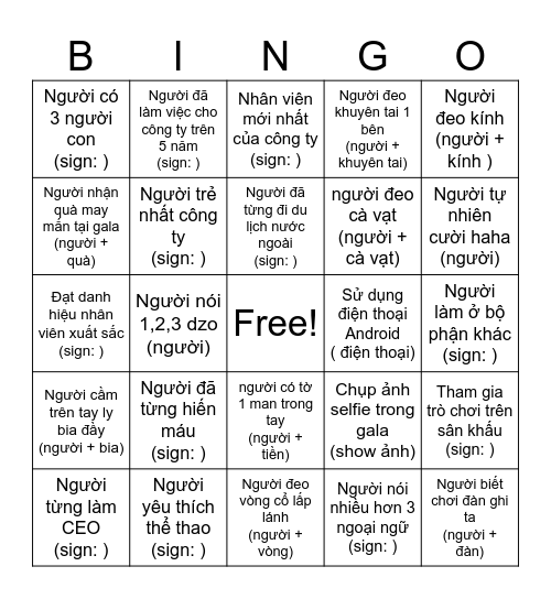 CMC Gala Dinner 2024 Bingo Card