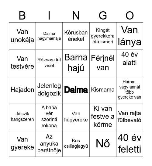 Babaváró Bingo Card