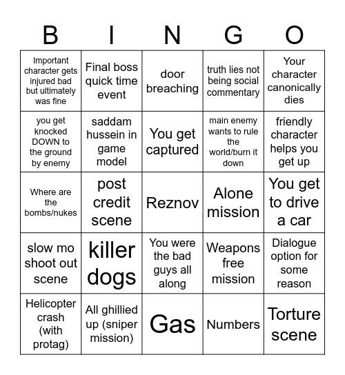 CODBO6 BINGO Card