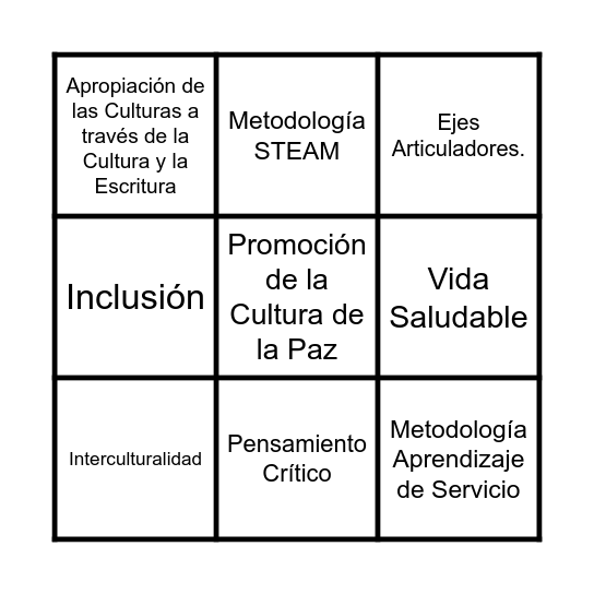 BINGO NEM Bingo Card