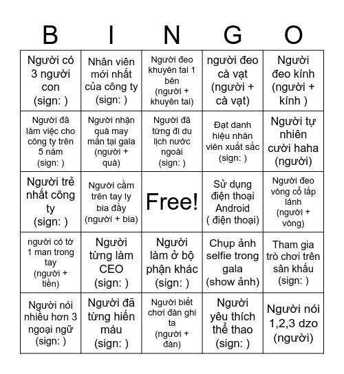 CMC Gala Dinner 2024 Bingo Card