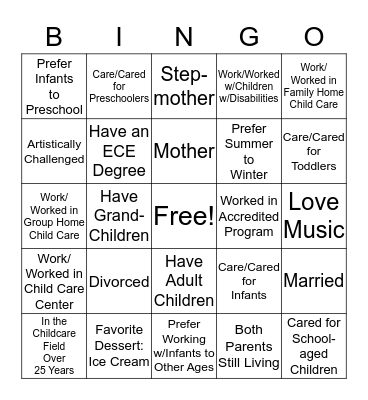 Ice Breaker Bingo Card