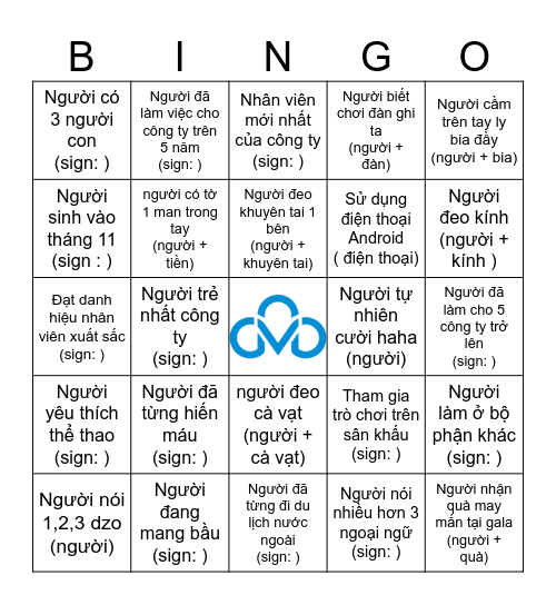 CMC Gala Dinner 2024 Bingo Card