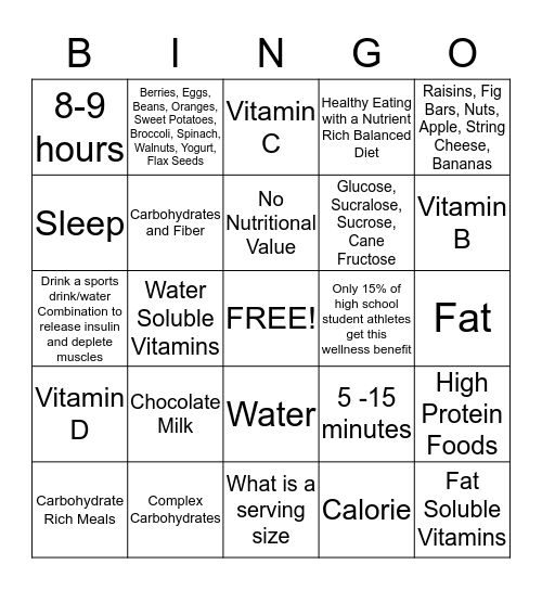 Life of an Athlete Bingo Card