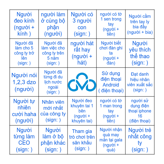 CMC Gala Dinner 2024 Bingo Card