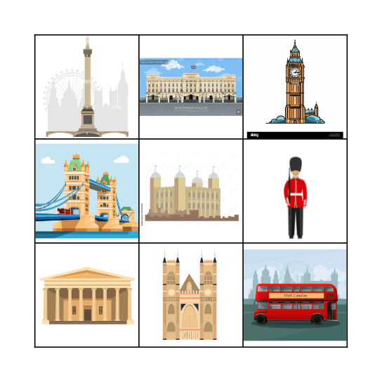 London Sightseeing Bingo Card