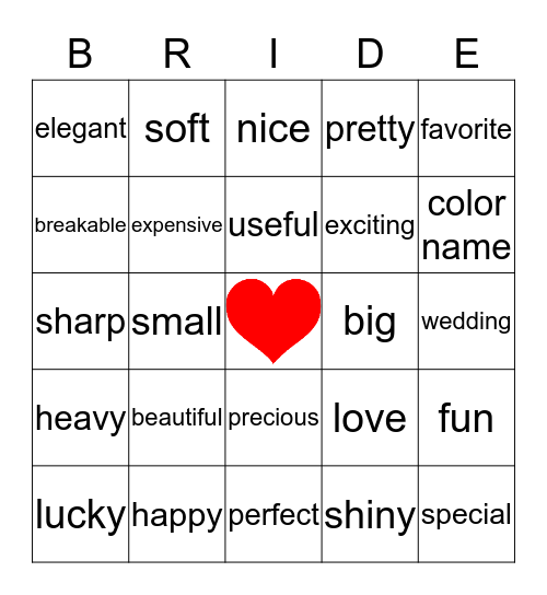 MEGAN's BRIDAL SHOWER Bingo Card
