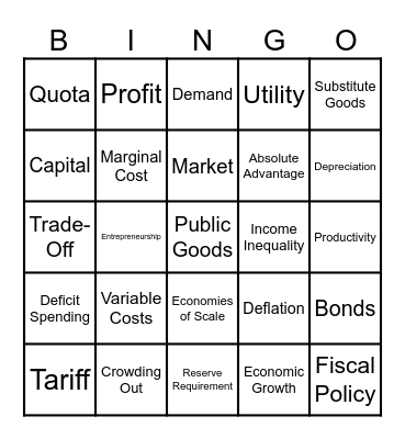 Economics Bingo! Bingo Card