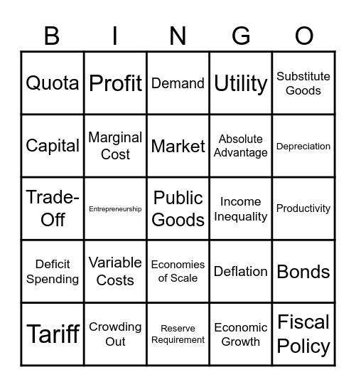 Economics Bingo! Bingo Card