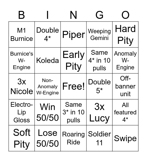 Burnice Bingo Card