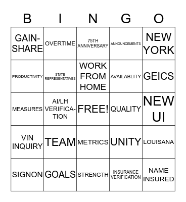 STATE REPORTING  Bingo Card