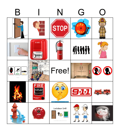 Fire, Lockdown, Evacuation Drills Bingo Card